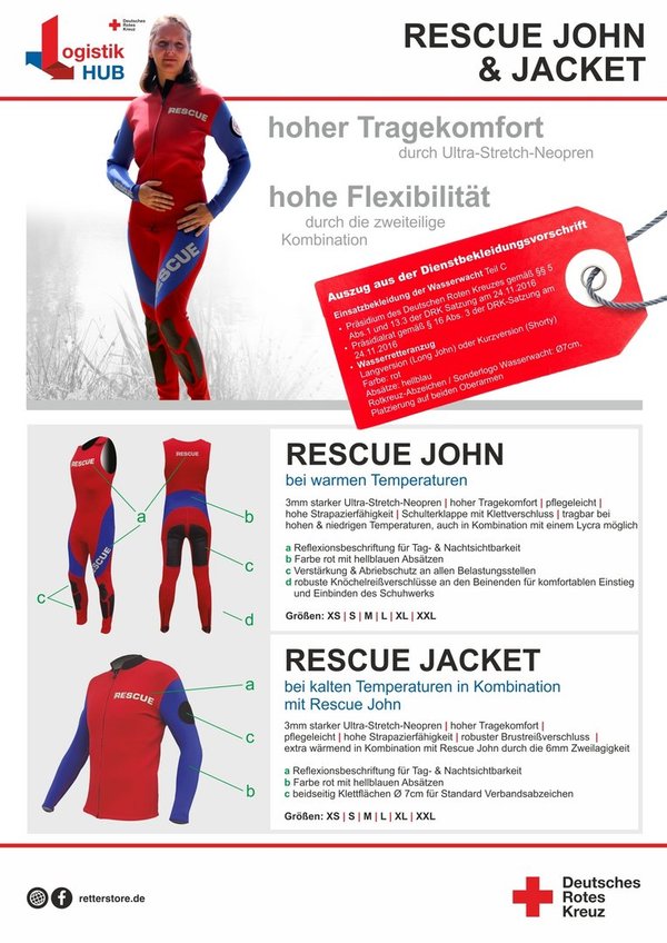 Rescue John and Jacket Neoprene, Red/Blue
