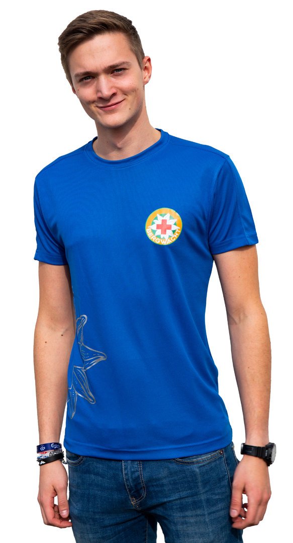 Funktionsshirt Bergwacht blau mit neuem Logo